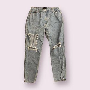 ASOS Women’s Hourglass High Rise Mom Jeans in Midwash with rips | Size: W36 L34